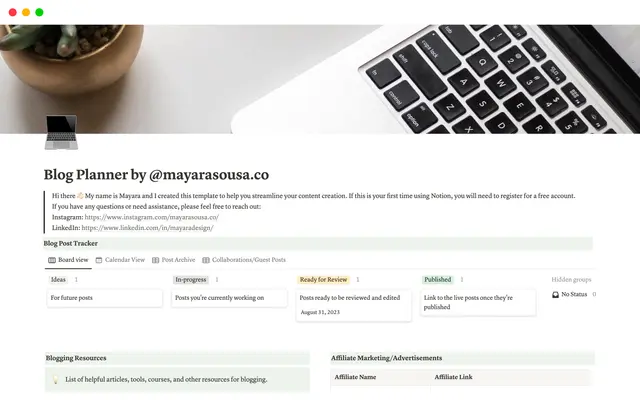 Blog Planner by @mayarasousa.co