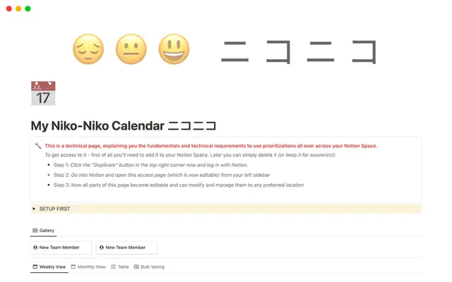My Niko-Niko Calendar