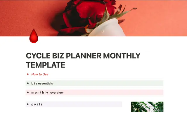 Monthly Cycle Biz Planner Template